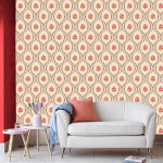 Vintage Floral Damask Wallpaper – Elegant Beige & Pink Rose Pattern (Free Shipping - Free Installment)
