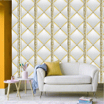 Royal Gold Diamond Panel – Luxurious Vertical 3D Wallpaper (Free Shipping - Free Installment)
