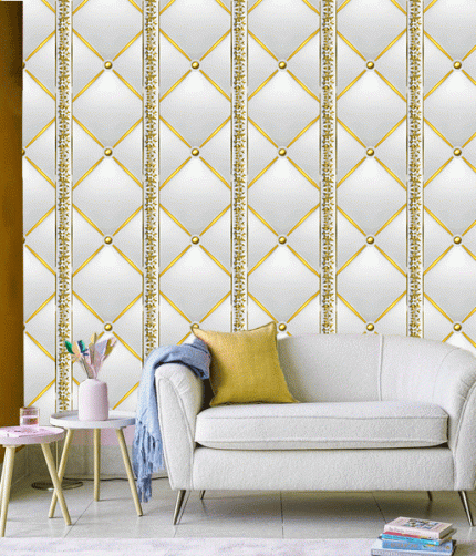 Royal Gold Diamond Panel – Luxurious Vertical 3D Wallpaper (Free Shipping - Free Installment)