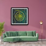 Futuristic green ayat ul kursi calligraphy frame